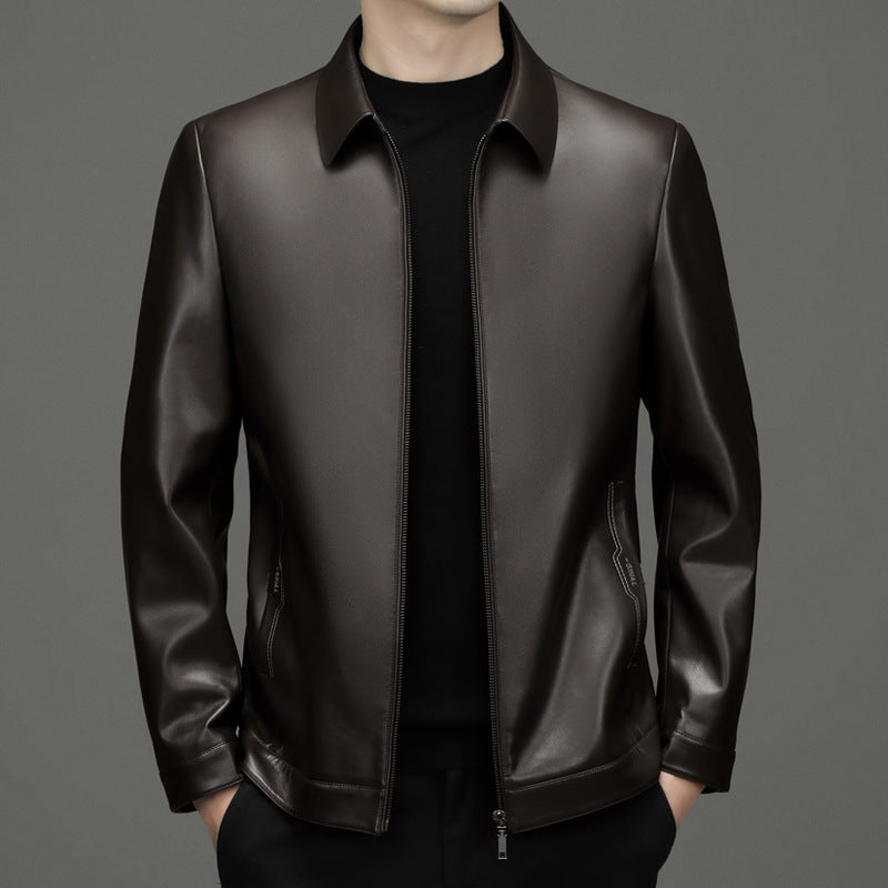 Chaqueta Corta de Piel de PU con Solapas y Bolsillos Laterales | Ideal para Otoño
