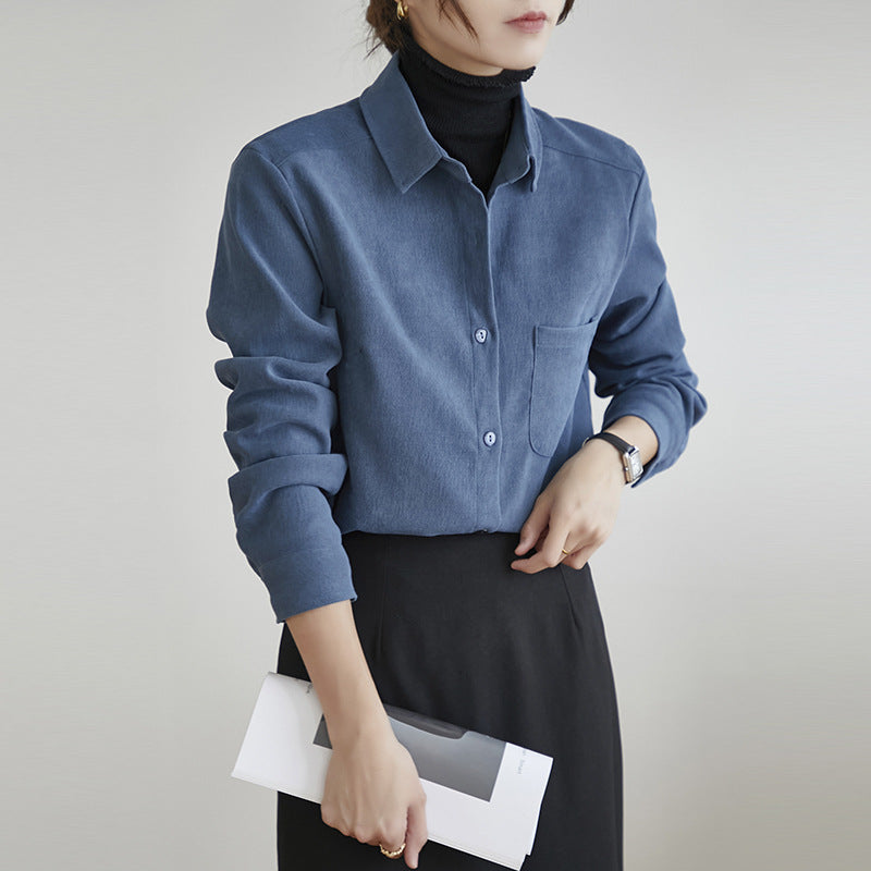 Camisa de Vestir para Mujer de Pana con Manga Larga | Ideal para Otoño e Invierno