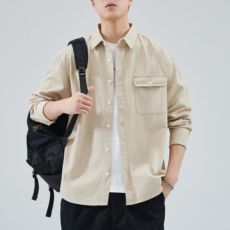 Chaqueta de Camisa Holgada de Algodón para Hombre Ideal para Todas las Estaciones