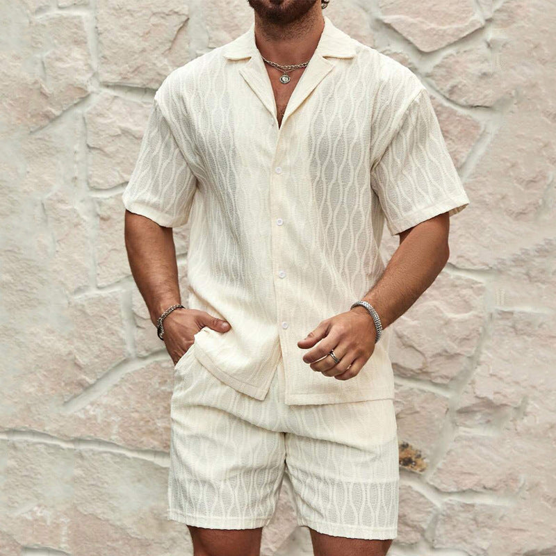 Conjunto Casual de Verano para Hombre - Camisa de Manga Corta y Shorts a Juego