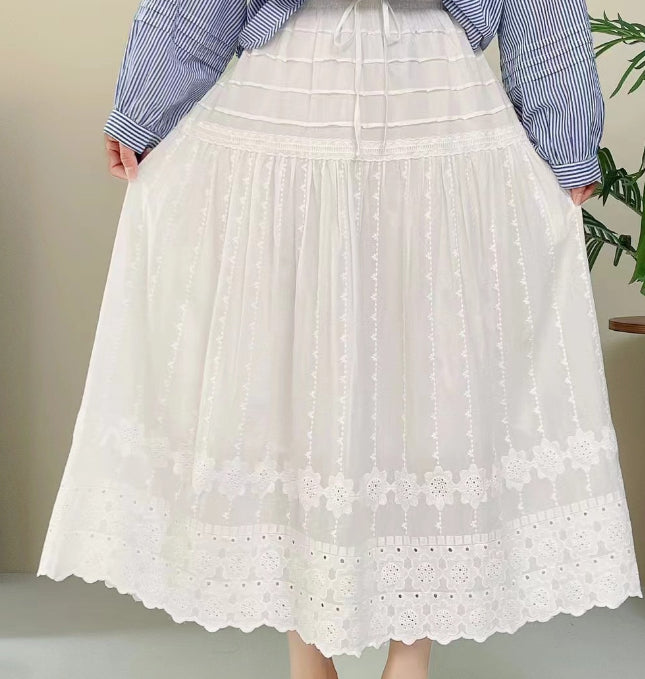 Falda de Corte A de Algodón con Cintura Alta y Largo Medio | Ideal para Todas las Temporadas
