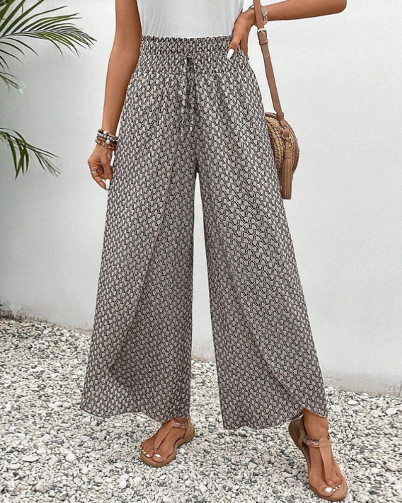 Pantalones de pierna ancha y cintura alta con diseño fluido I Ideales para primavera y otoño