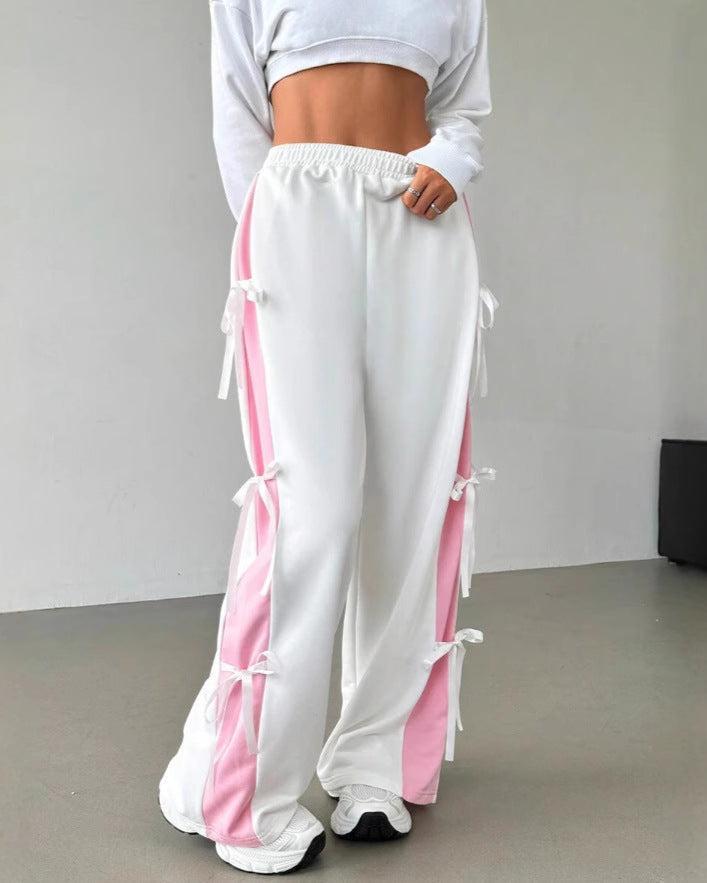 Pantalones rectos de cintura elástica con contraste | Ideales para todas las estaciones