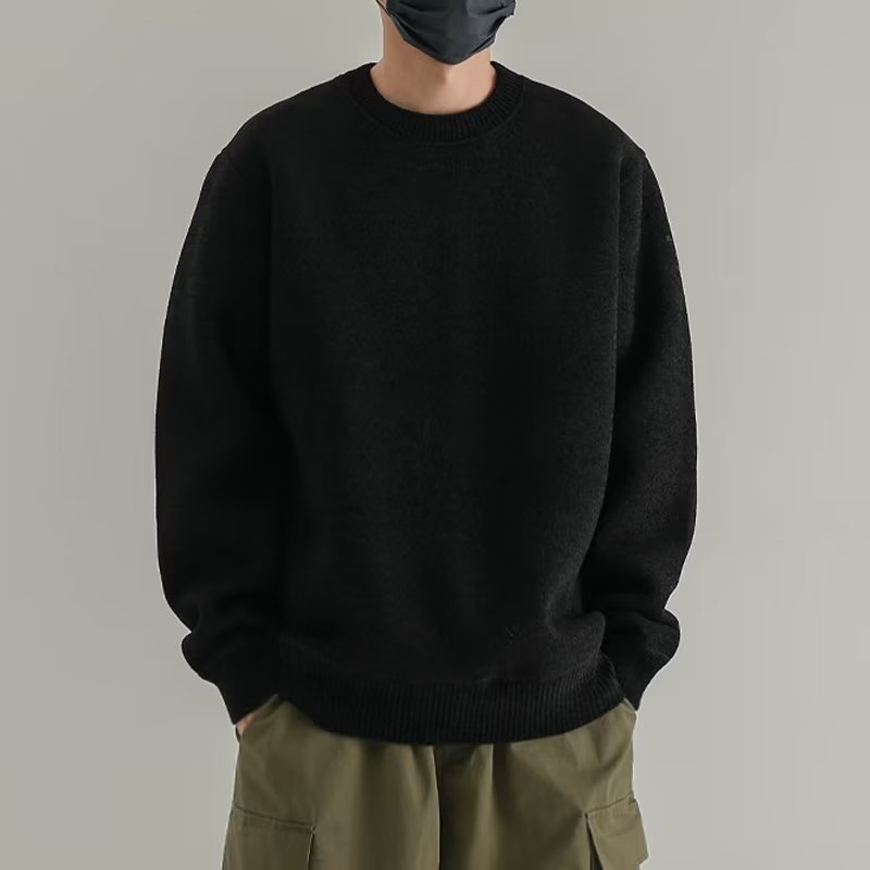 Suéter de Cuello Redondo Unicolor para Hombres – Ideal para Otoño