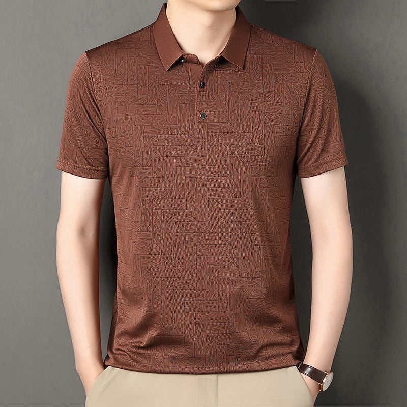 Camisa de Manga Corta en Seda Helada Estampada – Ideal para el Verano