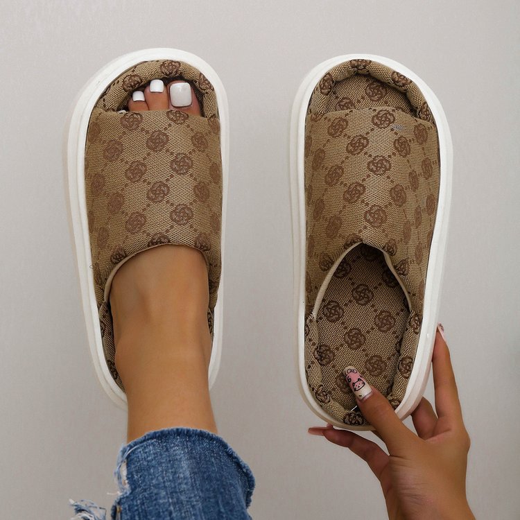 Pantuflas de Tela de Algodón Transpirable con Suela Gruesa | Ideales para Todas las Estaciones