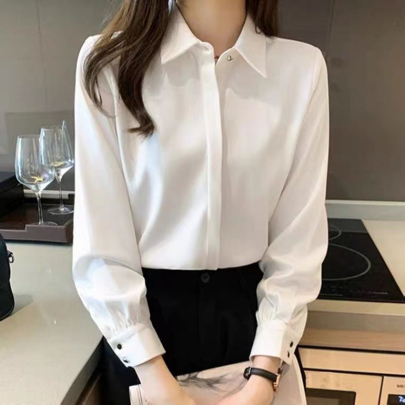 Camisa Blanca de Mujer de Corte Ajustado con Manga Larga | Ideal para Otoño