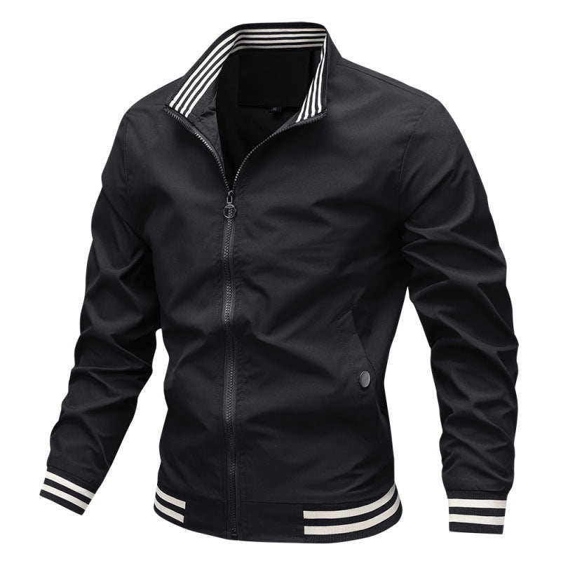 Chaqueta Ligera para Hombre con Cuello Alto y Bolsillos Laterales en Poliéster | Ideal para Primavera y Otoño