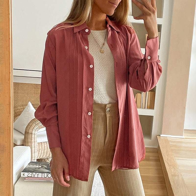 Cardigán Camisa de Manga Larga con Solapas y Abotonado Simple | Ideal para Primavera y Otoño