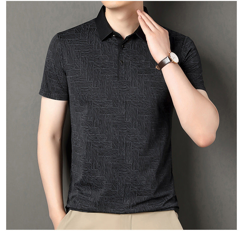 Camisa de Manga Corta en Seda Helada Estampada – Ideal para el Verano