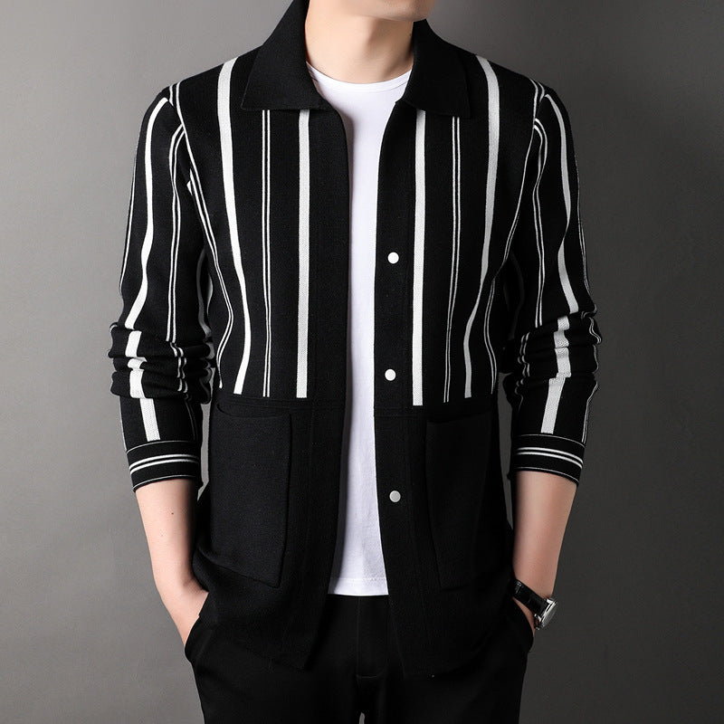 Cárdigan holgado de punto para hombre con mangas largas, ideal para otoño