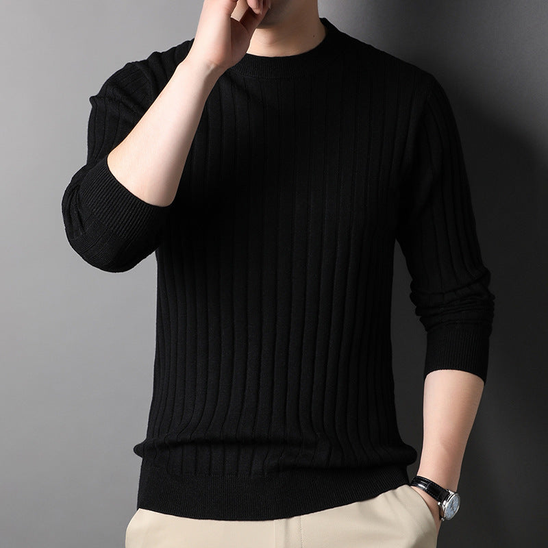 Suéter de Punto de Cuello Redondo Ajustado para Hombre, Ideal para Otoño