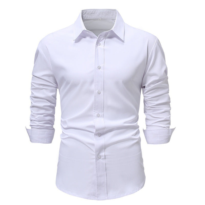 Camisa de Negocios Manga Larga Color Sólido Ideal para Primavera y Otoño