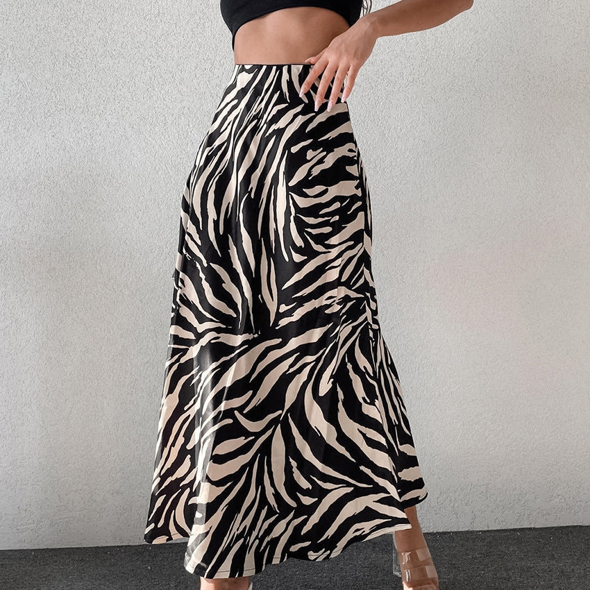 Falda A-Line de Cintura Alta con Estampado de Cebra | Ideal para Primavera y Verano