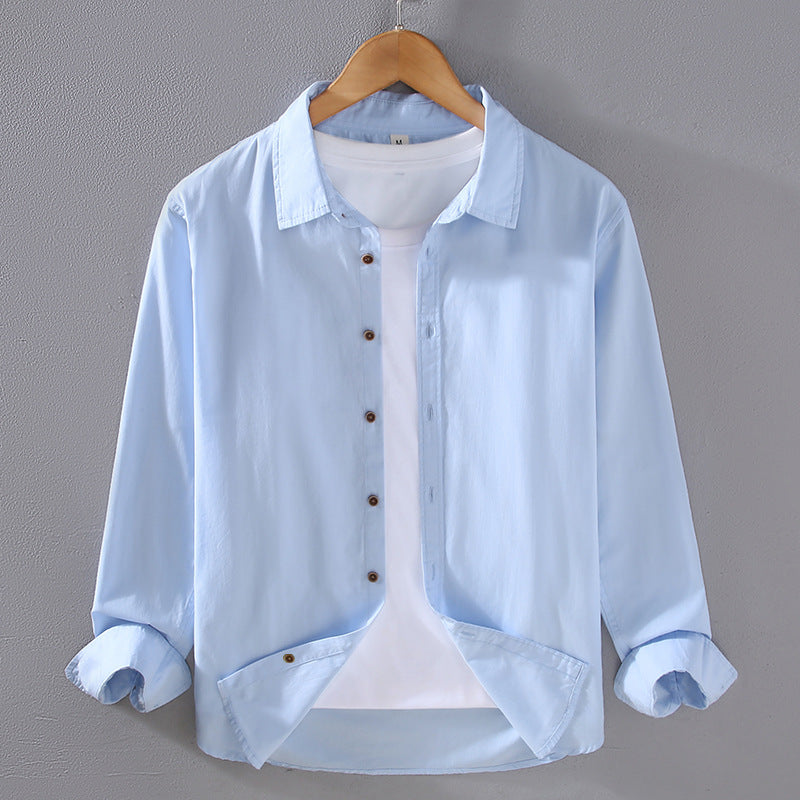 Camisa de Manga Larga para Hombre en Algodón Fino – Ideal para Primavera y Otoño