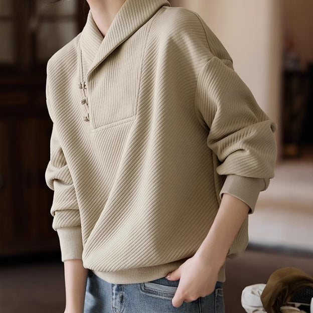 Suéter de solapa para mujer con detalle de hebilla | Ideal para otoño e invierno