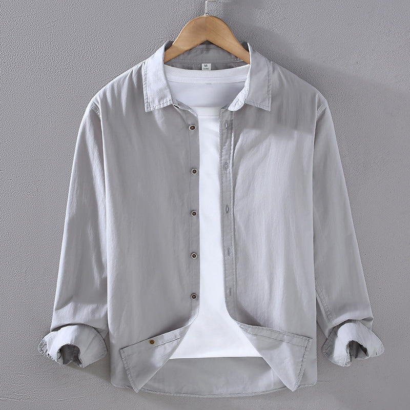 Camisa de Manga Larga para Hombre en Algodón Fino – Ideal para Primavera y Otoño