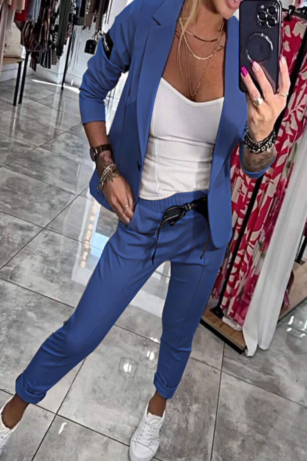 Conjunto de Dos Piezas con Blazer Ligero y Pantalones Elásticos | Ideal para Primavera y Otoño