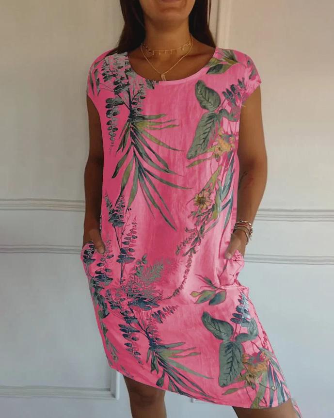 Vestido de Algodón-Lino para Mujer con Escote en V y Bolsillos | Ideal para Verano