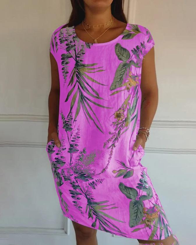 Vestido de Algodón-Lino para Mujer con Escote en V y Bolsillos | Ideal para Verano