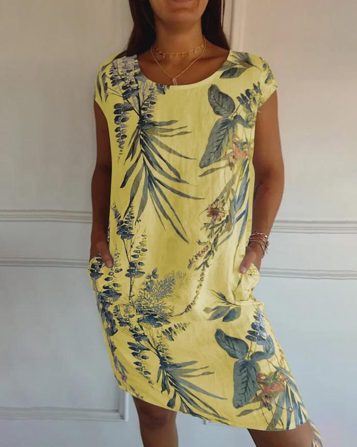 Vestido de Algodón-Lino para Mujer con Escote en V y Bolsillos | Ideal para Verano