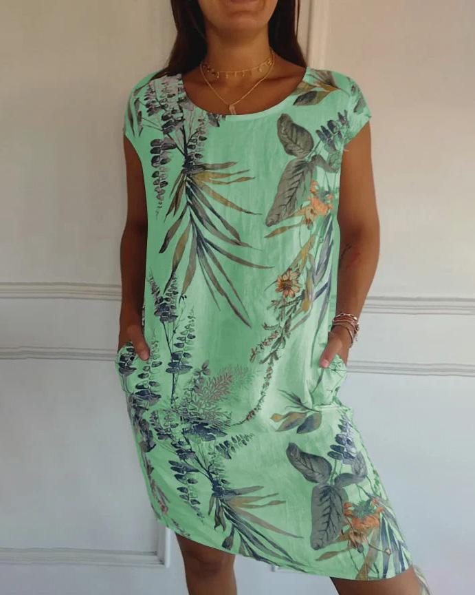 Vestido de Algodón-Lino para Mujer con Escote en V y Bolsillos | Ideal para Verano