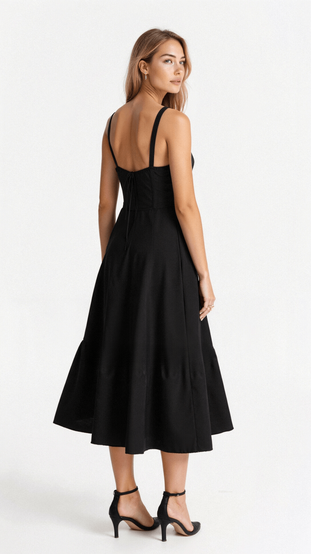 Vestido Midí con Detalle de Corsé y Falda Fluida | Ideal para Primavera y Verano