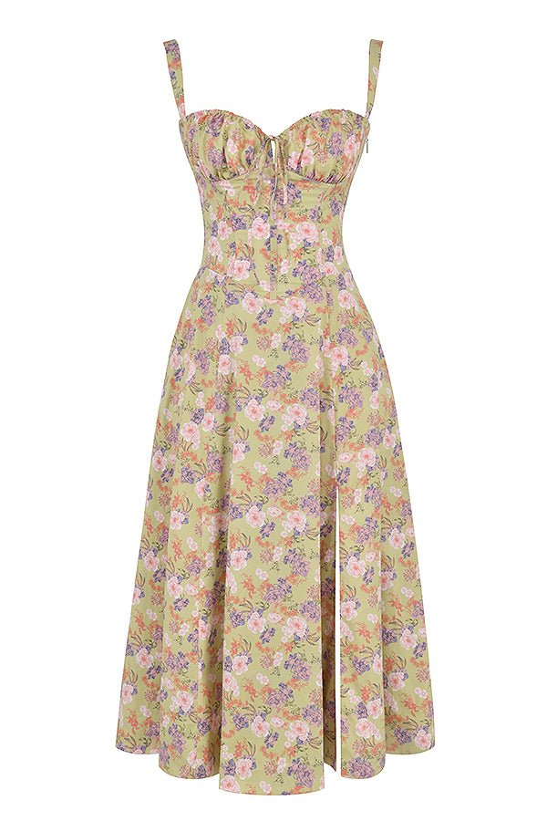 Vestido Midí con Detalle de Corsé y Falda Fluida | Ideal para Primavera y Verano