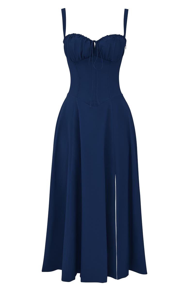 Vestido Midí con Detalle de Corsé y Falda Fluida | Ideal para Primavera y Verano