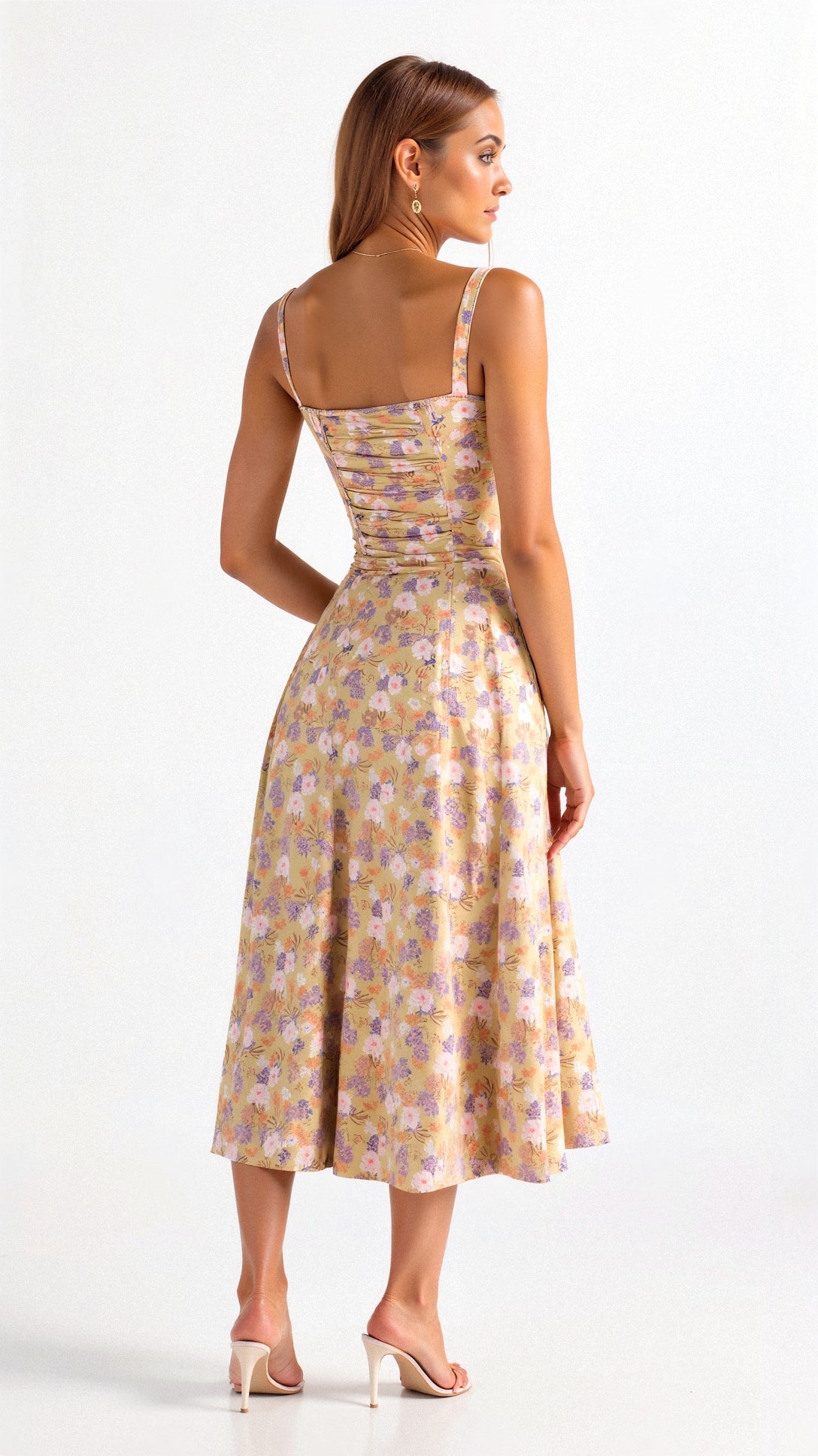 Vestido Midí con Detalle de Corsé y Falda Fluida | Ideal para Primavera y Verano