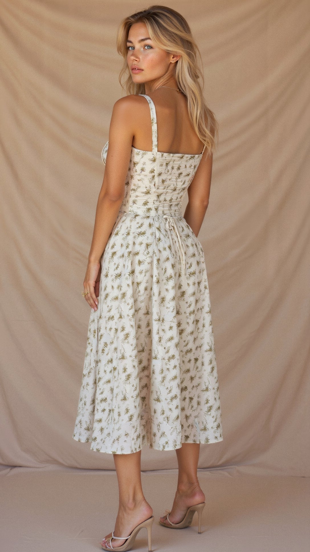 Vestido Midí con Detalle de Corsé y Falda Fluida | Ideal para Primavera y Verano