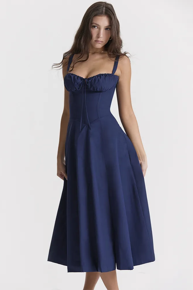 Vestido Midi con Corsé y Cordones | Ideal para Primavera y Verano