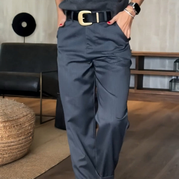 Pantalón de Traje a Rayas de Talle Alto I Ideal para Primavera y Otoño