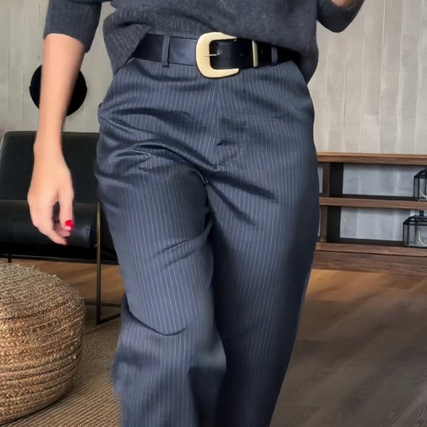 Pantalón de Traje a Rayas de Talle Alto I Ideal para Primavera y Otoño