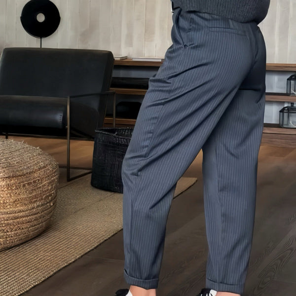 Pantalón de Traje a Rayas de Talle Alto I Ideal para Primavera y Otoño
