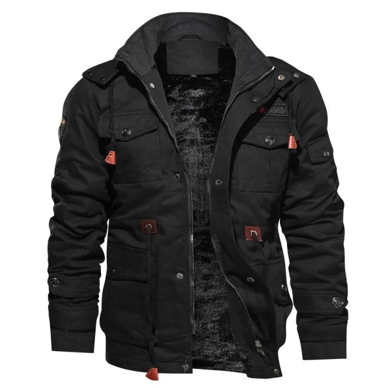 Chaqueta táctica de invierno con capucha y forro de felpa para hombre I Ideal para el invierno