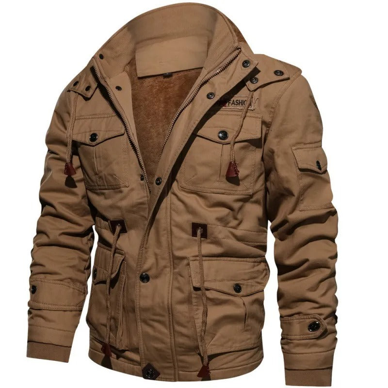 Chaqueta táctica de invierno con capucha y forro de felpa para hombre I Ideal para el invierno