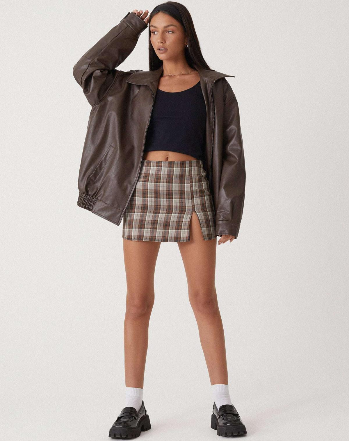 Chaqueta de cuero sintético oversize con ajuste holgado I Ideal para primavera y otoño
