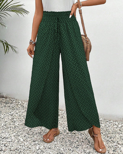 Pantalones de pierna ancha y cintura alta con diseño fluido I Ideales para primavera y otoño