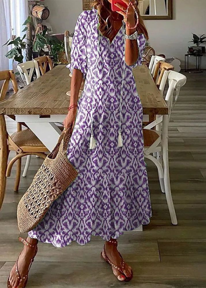 Vestido Largo con Estampado Floral y Cintura Ajustable | Ideal para el Verano