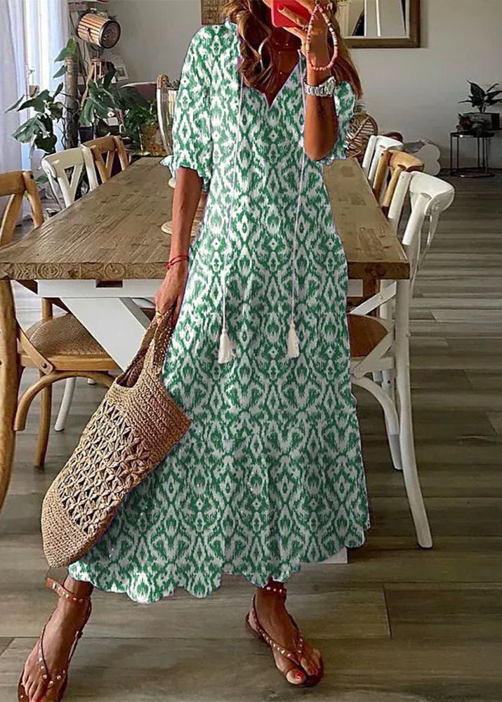 Vestido Largo con Estampado Floral y Cintura Ajustable | Ideal para el Verano