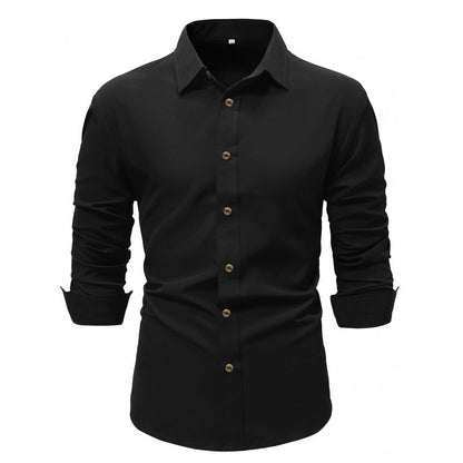 Camisa de Negocios Manga Larga Color Sólido Ideal para Primavera y Otoño