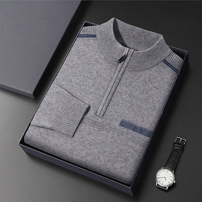 Suéter de Lana con Media Tortuga y Cremallera para Hombre, Ideal para Otoño e Invierno