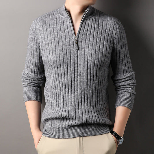 Suéter de Media Cremallera para Hombre con Rayas Verticales, Ideal para Primavera y Otoño