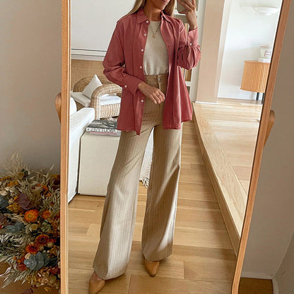 Cardigán Camisa de Manga Larga con Solapas y Abotonado Simple | Ideal para Primavera y Otoño