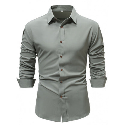 Camisa de Negocios Manga Larga Color Sólido Ideal para Primavera y Otoño