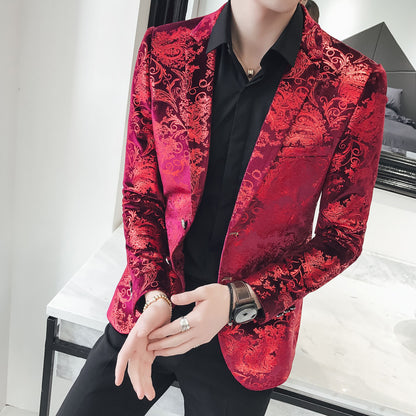 Traje Casual para Hombre con Estampado Floral y Forro de Poliéster | Ideal para Primavera y Otoño