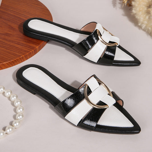 Chanclas Planas de Piel PU para Mujer con Diseño de Punta Abierta | Ideales para el Verano