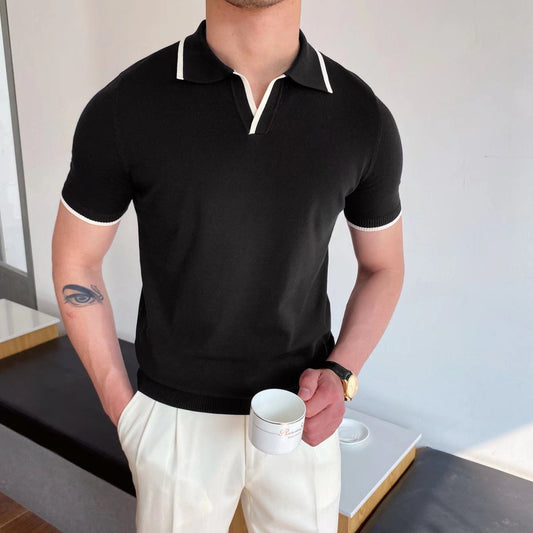 Camiseta Polo de Corte Ajustado a Rayas Ideal para el Verano