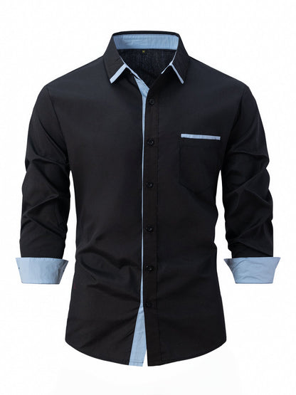 Camisa de Negocios Slim de Rayas en Algodón Ideal para Primavera y Otoño